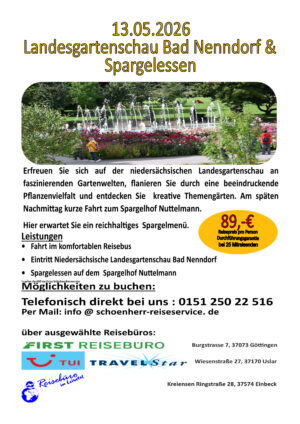 13.05.2026 Landesgartenschau Bad Nenndorf & Spargelessen