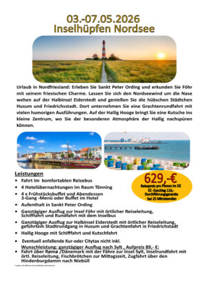 03.-07.05.2026 Inselhüpfen Nordsee