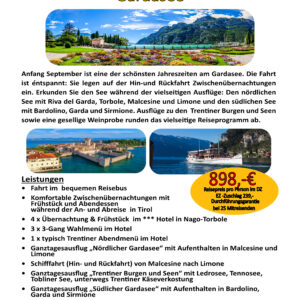 08.-14.09.2026 Spätsommertage am schönen Gardasee