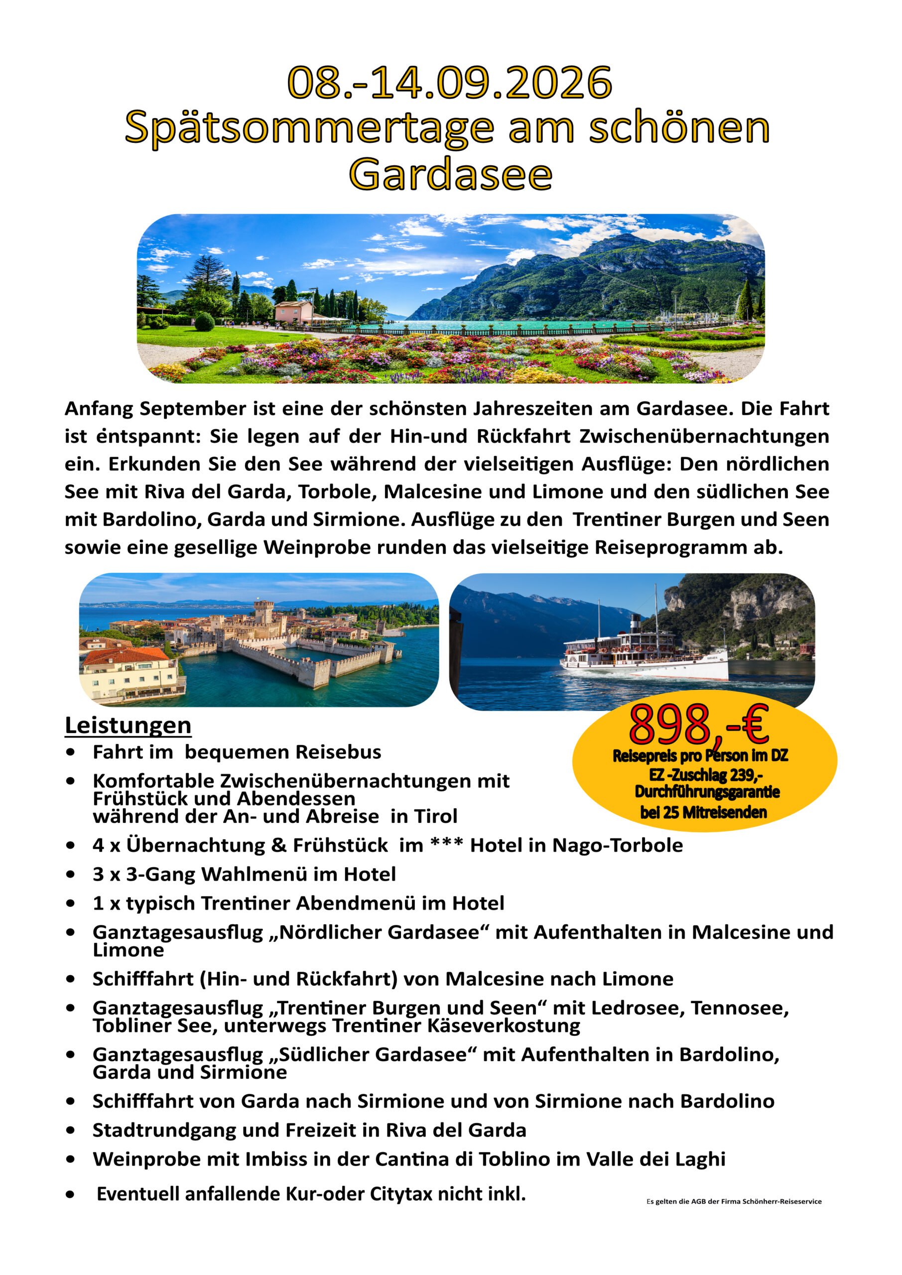 08.-14.09.2026 Spätsommertage am schönen Gardasee