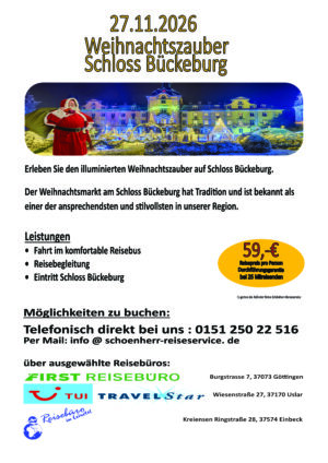 27.11.2026.Weihnachtszauber Schloss Bückeburg